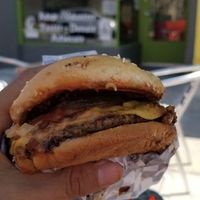 Double chili burger  at VBurger in Long Beach