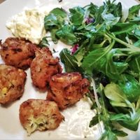 Boliches de calabacín con veganesa at A Morena in Lugo