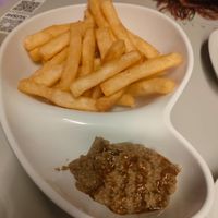 Yuca con salsa de berenjenas  at Cosechas in Tenerife