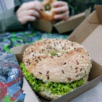 egg salad bagel at Plant Base in Berlin