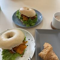 Salon Bagel, Chocolate Croissant, Hot Chocolate  at Plant Base in Berlin