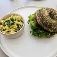 Bagle with tofu scramble   at Plant Base in Berlin