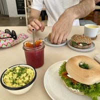 Tofu scramble with Salmon Bagel is MUST HAVE !  at Plant Base in Berlin