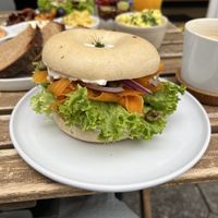 Salmon bagel   at Plant Base in Berlin