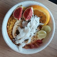 Golden Milk porridge at Plant Base in Berlin