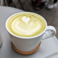 Matcha latte with oat milk at Plant Base in Berlin