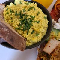 Vegan scrambled eggs at Plant Base in Berlin
