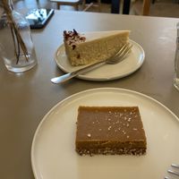 Salted caramel (amazing) and raffaelo cake (a bit bland for me)  at Plant Base in Berlin