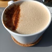 Pumpkin spice latte at Plant Base in Berlin