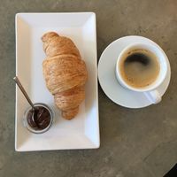 Vegan Croissant with chocolate spread to die for. at Plant Base in Berlin