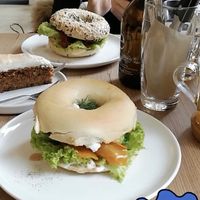 Bagels and carrot cake at Plant Base in Berlin