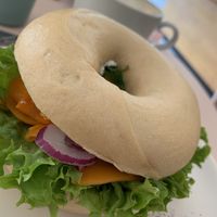 Carrot lox bagel at Plant Base in Berlin