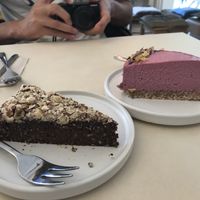 Raspberry and “Ferrero” cake! Don’t miss the raspberry!! Well...-both are great ☺️😋 at Plant Base in Berlin