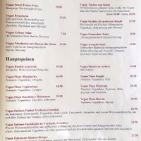 Vegan menu, not on website at Indiana in Worb