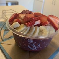Açaí with banana and fresh strawbs  at Playa Bowls in Brighton