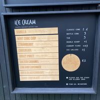 Ice cream menu including two vegan choices at Ciao in York