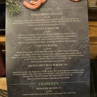 Festive menu with vegan option  at The Ram Inn in Burnley