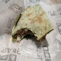 The Cubano have a "fake chicken" thing inside, lettuce and tomato at YUL - Java U in Montreal