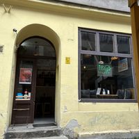 Front of the restraunt (has lovely outdoor seating)  at iBO Falafel in Wroclaw