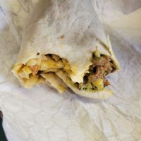 Half eaten Going Back To Cali burrito (he was pretty hungry) at Vegos in Albuquerque