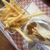 Cheezy Beans and Papas (potatoes) little burrito  at Vegos in Albuquerque