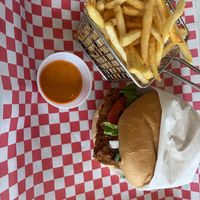 Don’t Call Me Chicken sandwich with fries  at Vegos in Albuquerque
