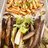 Portobello Flatbread Hummus Wrap w/ Garlic Ginger Fries  at Wicked Barley Brewing Company in Jacksonville