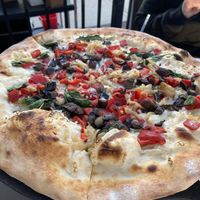 Portabella and spinach pizza with vegan mozz at Wicked in Mashpee