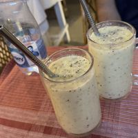 Banana coconut milk smoothie   at Sparrow Cafe in Varanasi