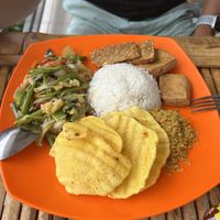 Mix rice with tempe and tofu  at Cafe Rifka in 