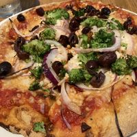Vegan and gluten free pizza with customized toppings  at Piecasso in Stowe