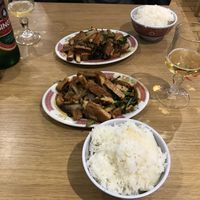 Tofu with celery 5€ + rice + tsing tao beer! at La Cantine Chinoise in Paris