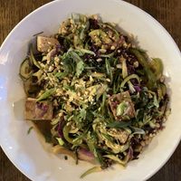 Zucchini Noodle Pad Thai. Excellent. Marinated tofu, zucchini noodles, bell peppers, garlic cabbage, green onions, peanuts & pad Thai sauce so good you want to drink it    at NorthStar Tavern in Bloomington