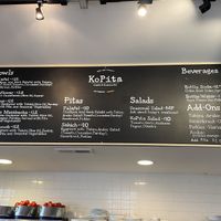 Menu at KoPita in Knoxville