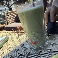 Strawberry matcha (without cold foam! Foam is made with dairy, got soy milk instead).  at Lure Living in Yeppoon