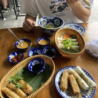 Spring rolls and rice paper rolls  at Madam Thu in Hue