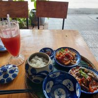 Com Chay (tofu with tomato sauce, rice, eggplant) at Madam Thu in Hue