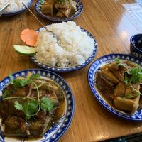 Rice with tofu and eggplant  at Madam Thu in Hue