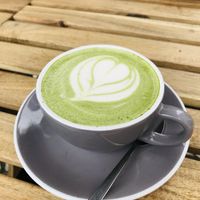 Matcha with oat milk   at Dede's in Lisbon