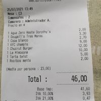 Bill not too expensive at Dorothy's Veggie Bistro in La Cueva