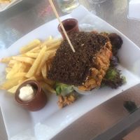 Quinoa burger (not sure if the mayonaise was vegan!) at Finca la Mota in Alhaurin El Grande