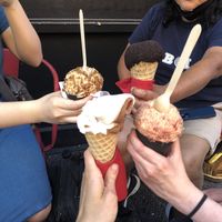 Strawberry shortcake, coffee waffle, chocolate mint, and twist cone  at Whipped Urban Dessert Lab in New York City