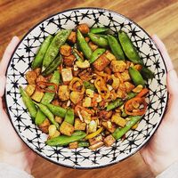 Garlic snap pea stir fry  at Local Beet in Yakima