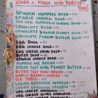 Vegan items in green at Raj's KofiBar in Auroville