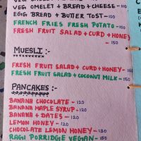 Vegan items in green at Raj's KofiBar in Auroville