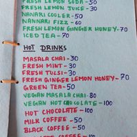 Vegan items in green at Raj's KofiBar in Auroville