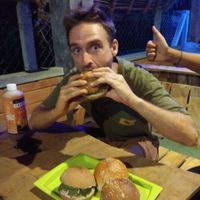 Vegan burgers with cashew cheese at Raj's KofiBar in Auroville