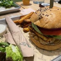 Reef burger (tofu and tempeh / chipotle sauce) with combo :) at TREEHOUSE - H Code in Hong Kong Island