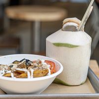 Made my own salad and of course coconut water!  at TREEHOUSE - H Code in Hong Kong Island