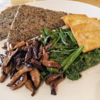 Spinach mushroom tofu toast at CV Cafe in Kampot